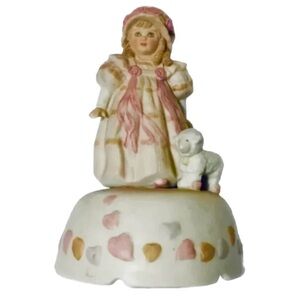Vintage Schmid Porcelain Music Box Girl possibly Mary had a little lam